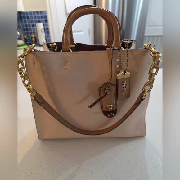 Coach Rogue 30 1941 Cream Leather Tote with Gold Accents - Picture 7 of 15